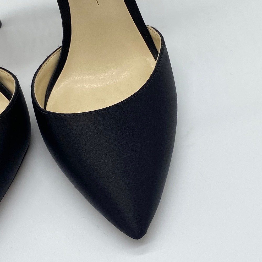 Jessica Simpson Size 6.5 Pumps D'Orsay Dress Heels Black Satin Stiletto Bows - Picture 4 of 11